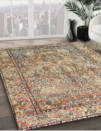 Square 8ft Sienna Brown Machine Washable Traditional Rug