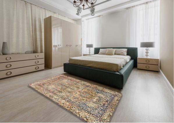 Square 8ft Sienna Brown Machine Washable Traditional Rug