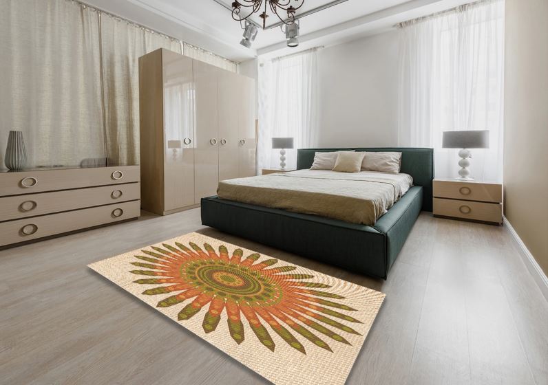 5x7 Brown Gold Patterned Rug