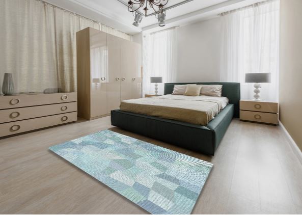 7x9 Blue Machine Washable Transitional Rug