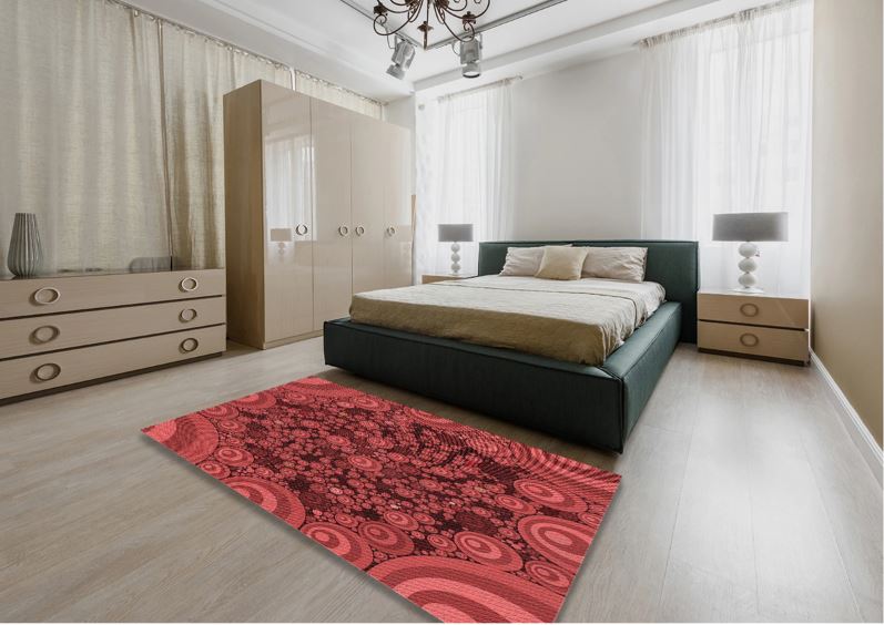 5x7 Cranberry Red Patterned Rug