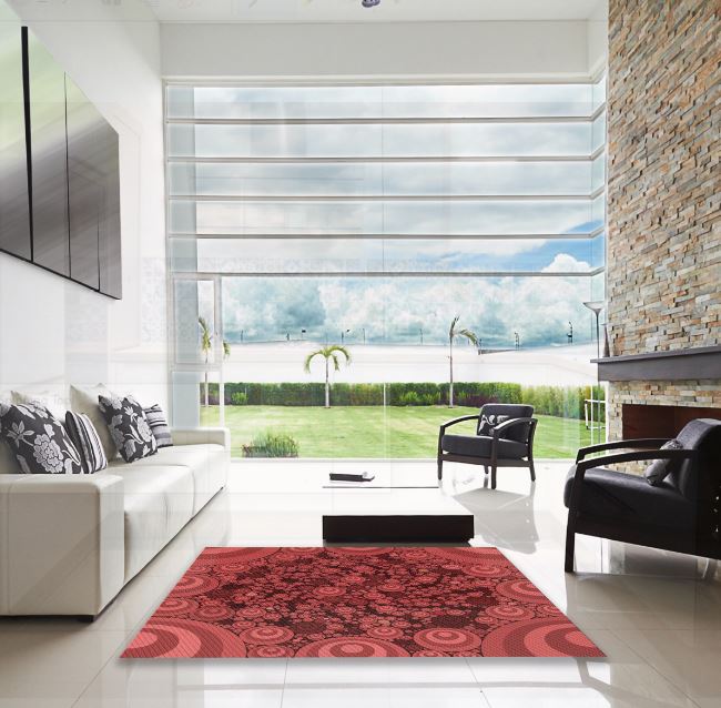 5x7 Cranberry Red Patterned Rug