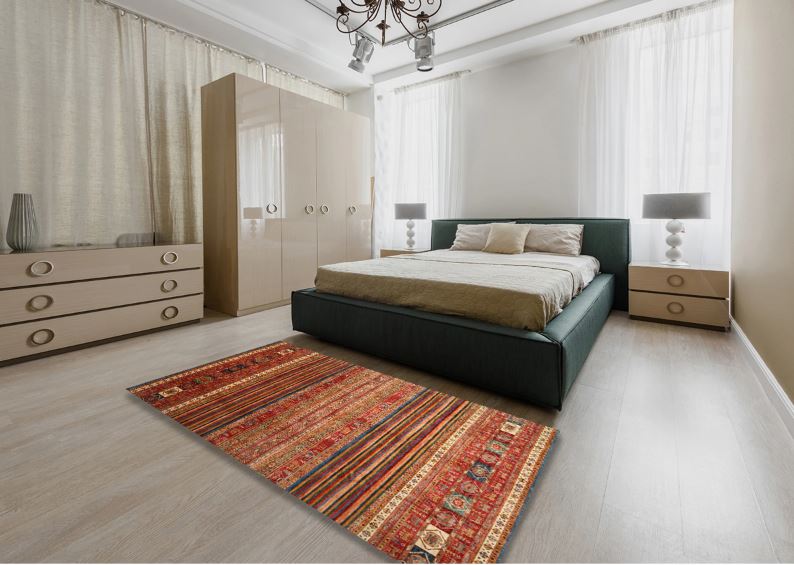 5x8 Bronze Brown Contemporary Oriental Rug
