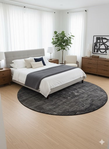 8ft Round Coffee Brown Abstract Modern Area Rug