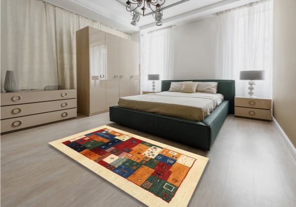 6x9 Brown Red Machine Washable Contemporary Rug