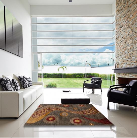 5x8 Dark Gold Brown Abstract Oriental Area Rug