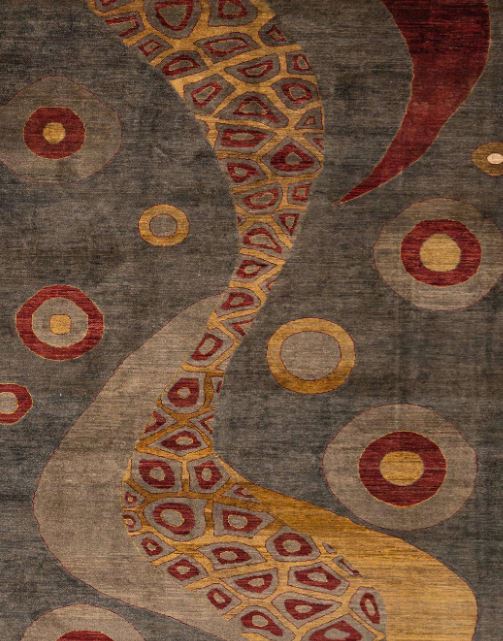 5x8 Dark Gold Brown Abstract Oriental Area Rug
