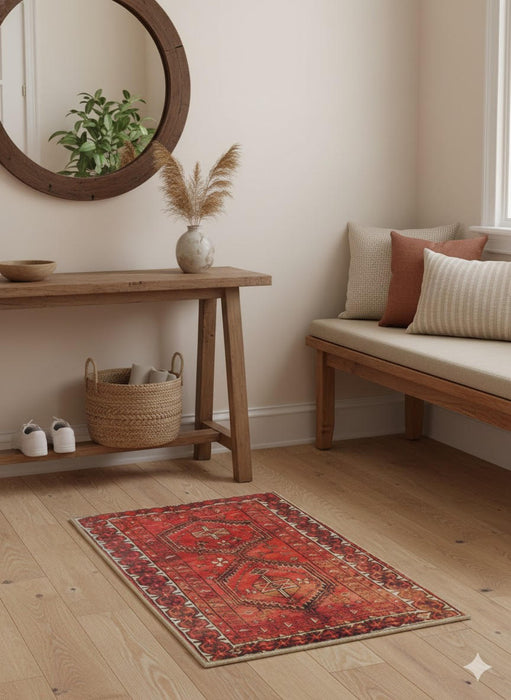 2' x 3' Rectangle Red Crimson Ivory Tribal Geometric Traditional Area Rug