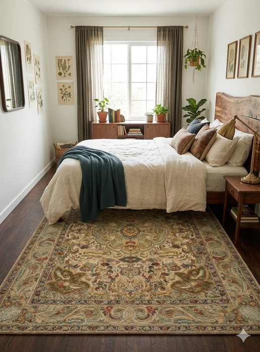 5' x 8' Multi Color Floral Medallion Traditional Area Rug