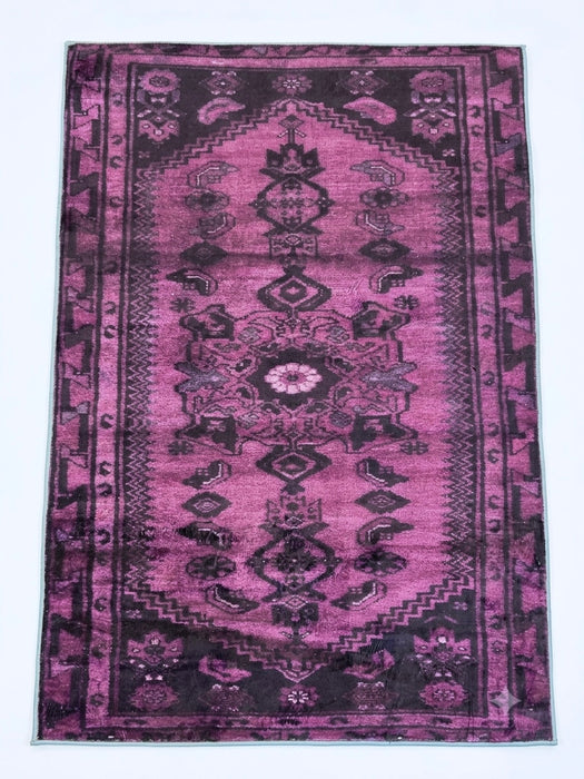 4' x 6' Rectangular Purple Black Distressed Medallion Vintage Area Rug