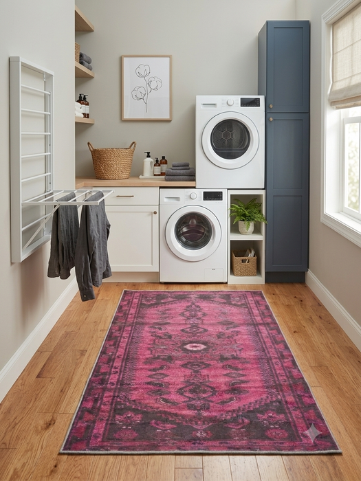 4' x 6' Rectangular Purple Black Distressed Medallion Vintage Area Rug