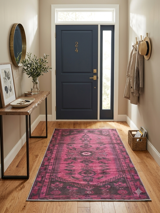 4' x 6' Rectangular Purple Black Distressed Medallion Vintage Area Rug