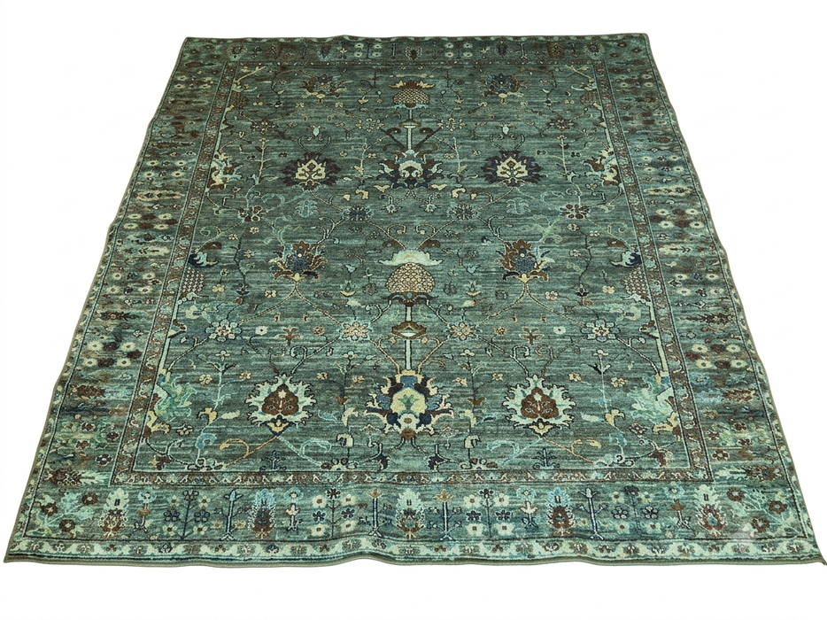 8' x 10' Blue Aqua Floral Botanical Traditional Area Rug