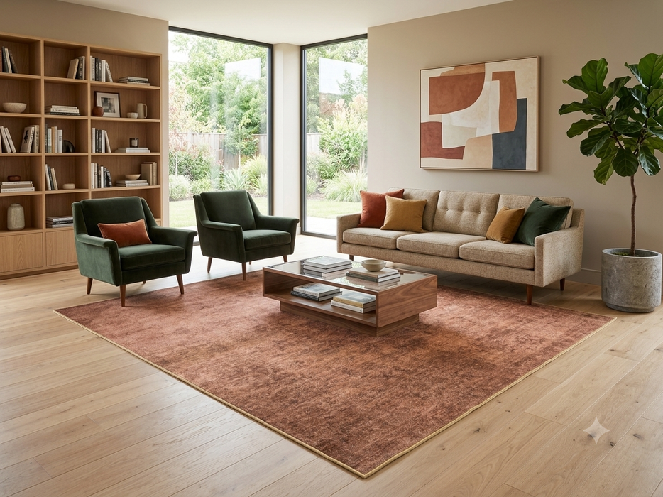8' x 8' Square Brown Taupe Distressed Vintage Area Rug