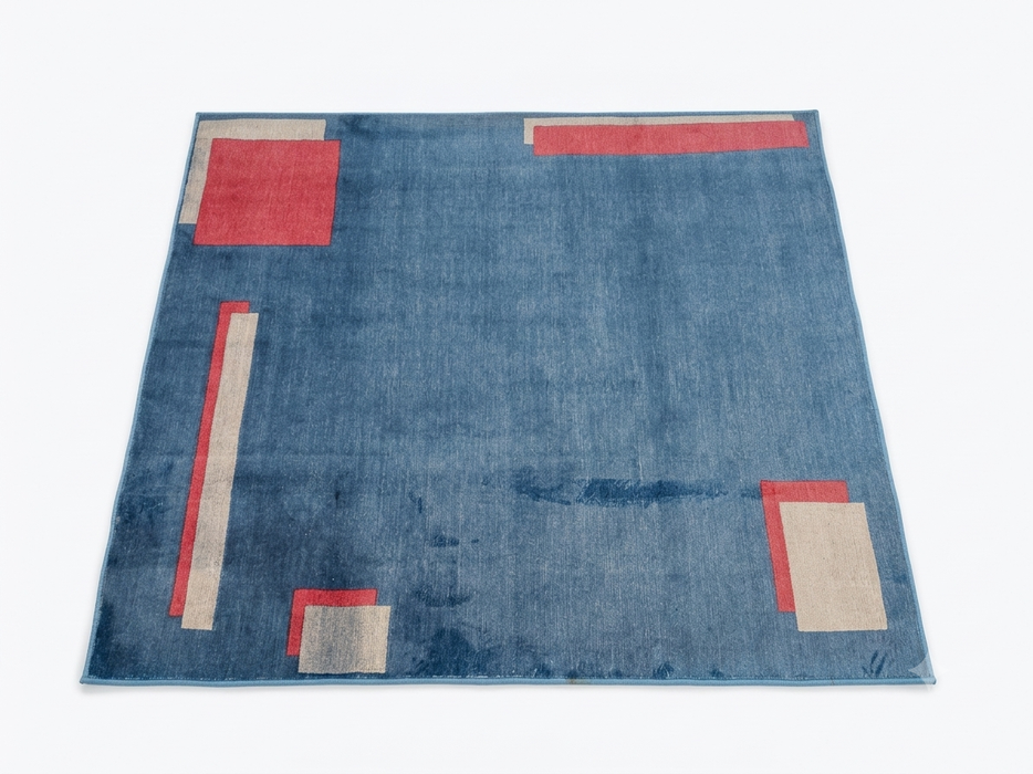 6' x 6' Square Blue Coral Geometric Modern Area Rug