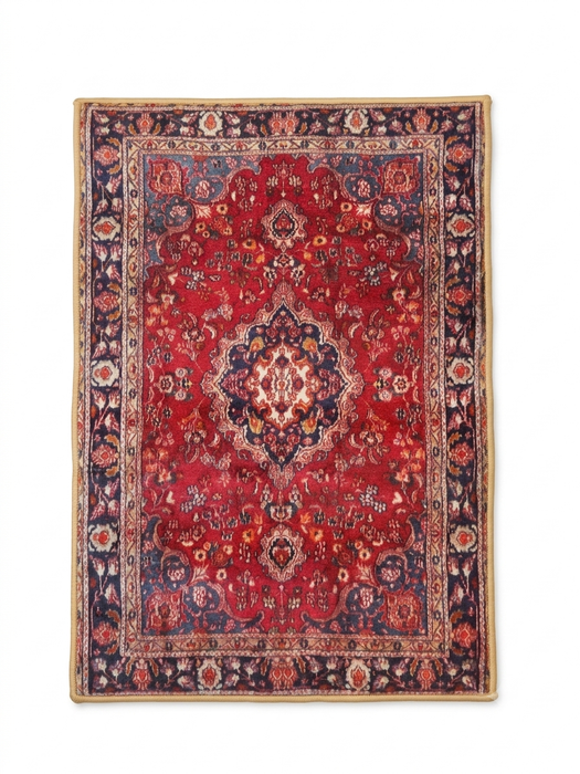 2' x 3' Rectangular Red Navy Floral Medallion Traditional Persian Area Rug