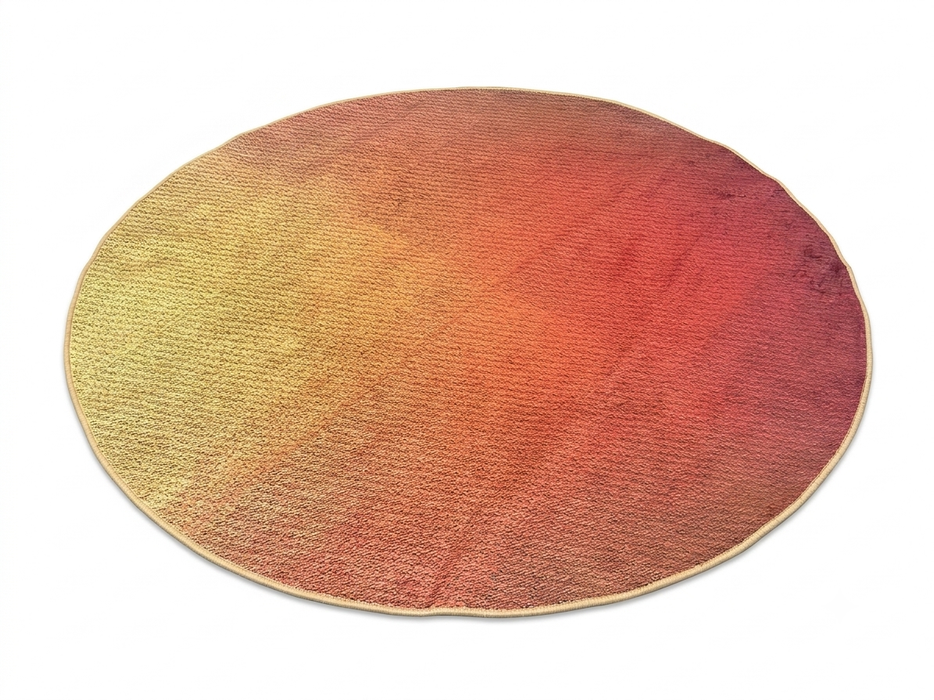 7' Round Gold Coral Ombre Gradient Modern Area Rug