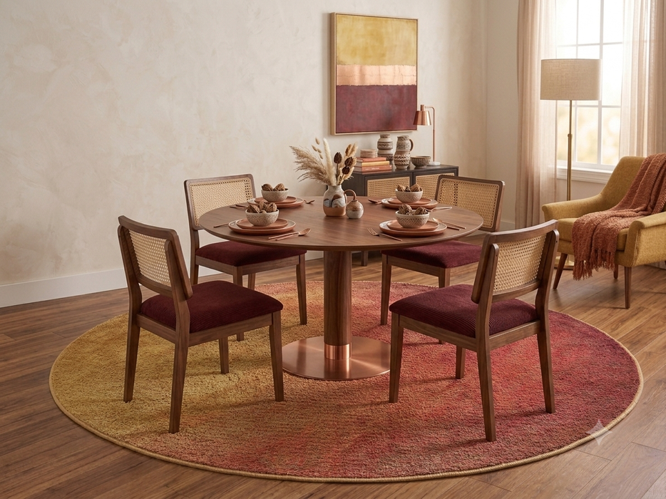 7' Round Gold Coral Ombre Gradient Modern Area Rug