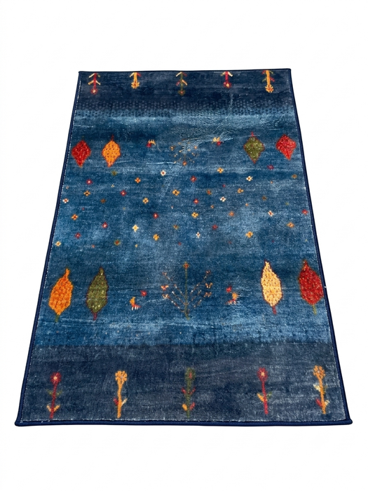 3' x 5' Rectangular Navy Blue Multicolor Botanical Southwestern Area Rug