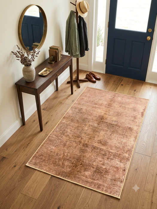 3' x 5' Rectangular Blush Brown Distressed Vintage Area Rug