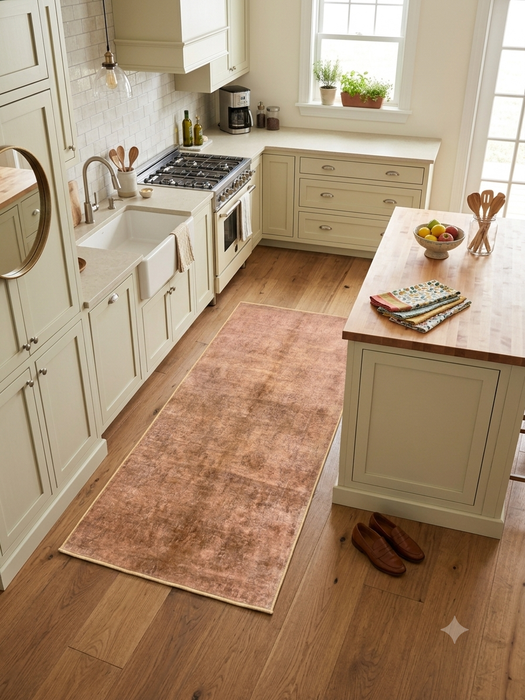 3' x 5' Rectangular Blush Brown Distressed Vintage Area Rug