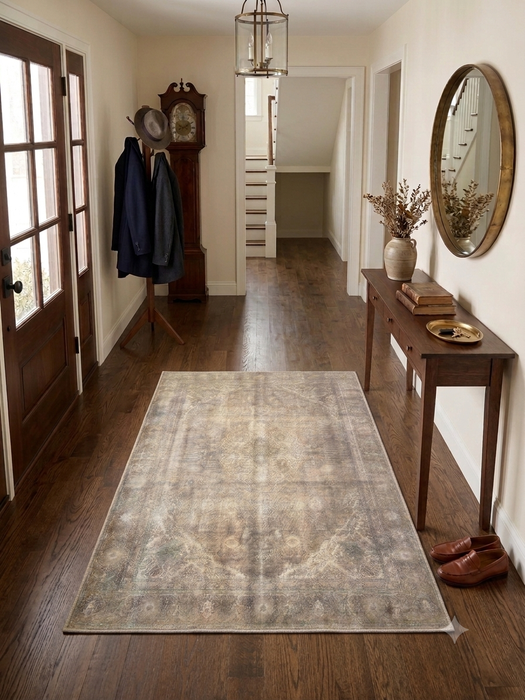 4' x 6' Rectangular Taupe Beige Distressed Medallion Vintage Area Rug