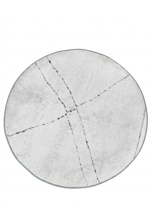 4' Round Ivory Gray Geometric Minimalist Area Rug
