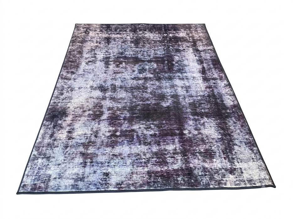 5' x 7' Rectangular Purple Gray Distressed Abstract Modern Area Rug