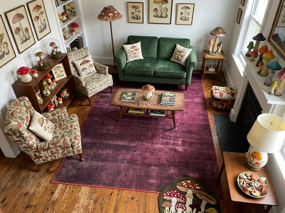 7' x 10' Rectangular Burgundy Plum Distressed Modern Area Rug