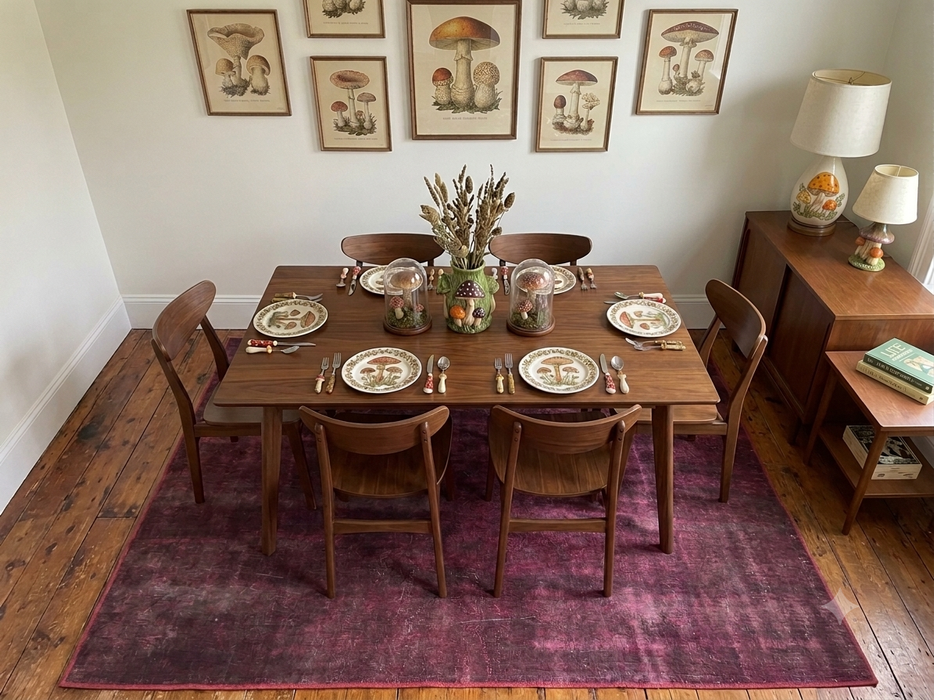 7' x 10' Rectangular Burgundy Plum Distressed Modern Area Rug