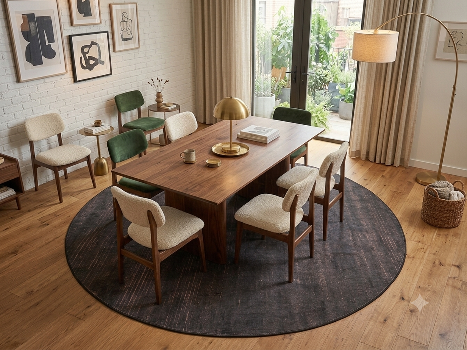 8' Round Charcoal Area Rug
