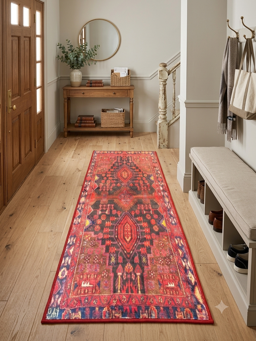 2' x 5' Runner Red Navy Tribal Southwestern Area Rug