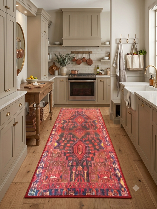 2' x 5' Runner Red Navy Tribal Southwestern Area Rug