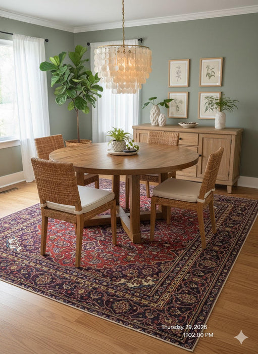 8' x 10' Rectangle Blue Rust Red Medallion Traditional Area Rug