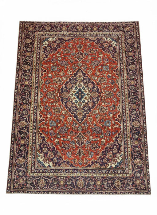 8' x 10' Rectangle Blue Rust Red Medallion Traditional Area Rug
