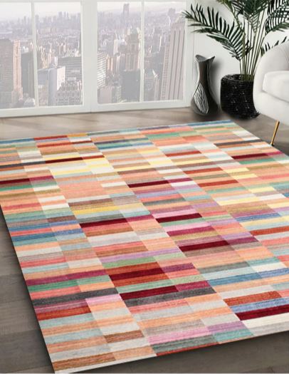 4ft Square Orange Contemporary Sunrise Modern Area Rug
