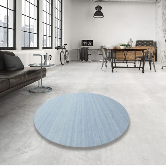 5ft Round Blue Contemporary Jeans Modern Rug