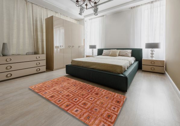 3x5 Fire Red Machine Washable Contemporary Rug