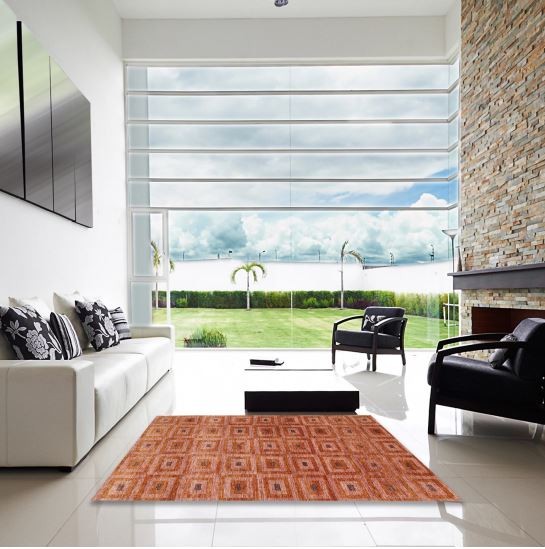 3x5 Fire Red Machine Washable Contemporary Rug