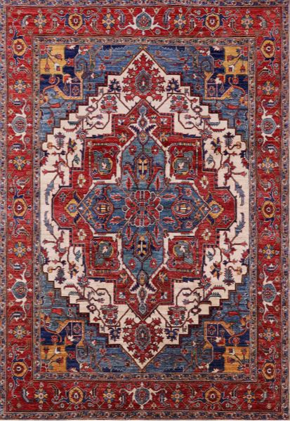 8' x 10' Mid-Century Modern Red Oriental Area Rug