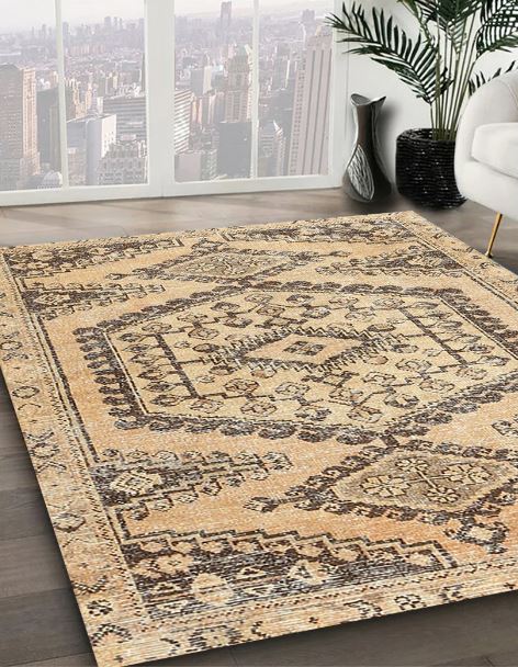 8' x 10' Traditional Dark Gold Brown Persian Area Rug