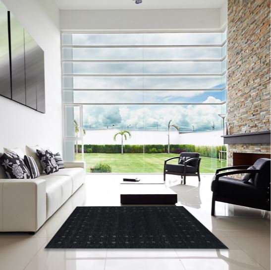 Size 7x9 Contemporary Black Modern Rug, con2942