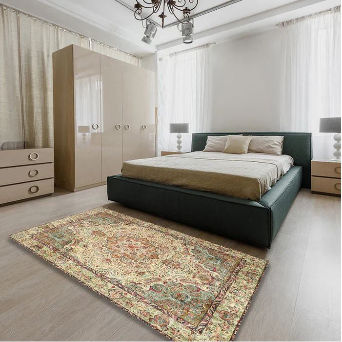 6' x 9' Brown Ivory Multi Color Traditional Persian Area Rug