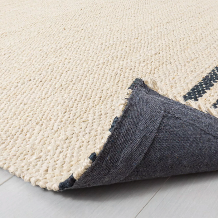 5'x7' Hand Made Jute Charcoal Stripe Area Rug