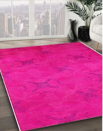 7' x 9' Purple Pink Mid-Century Modern Pastel Oriental Area Rug