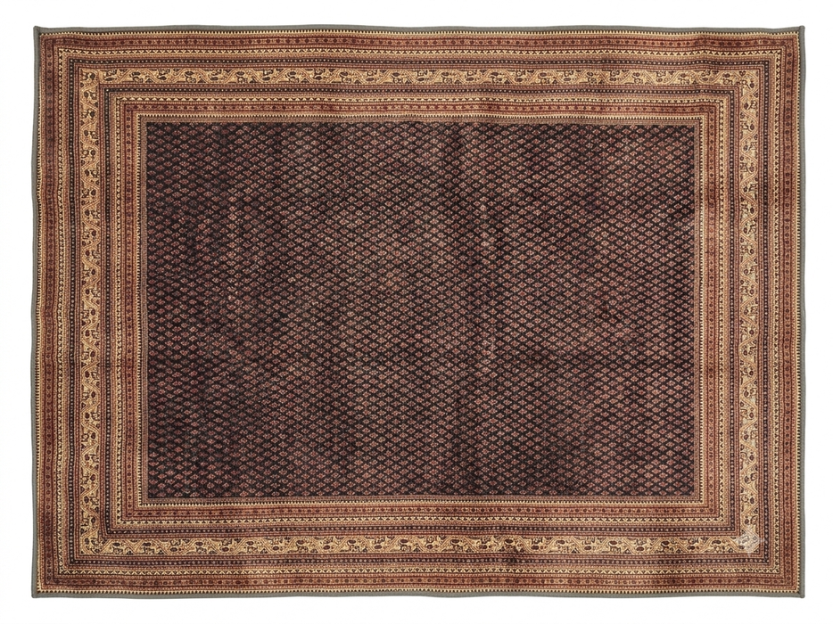 5' x 7' Rectangular Black Beige Floral Traditional Persian Washable Area Rug