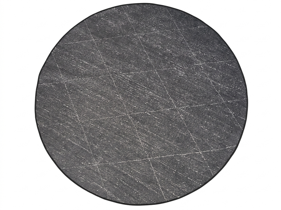 8' Round Charcoal Gray Geometric Modern Washable Area Rug