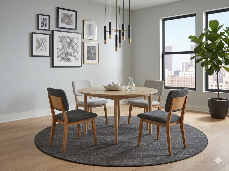 8' Round Charcoal Gray Geometric Modern Washable Area Rug