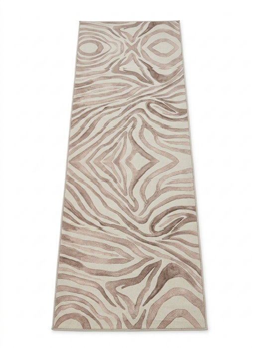 3' x 8' Runner Ivory Blush Abstract Zebra Modern Washable Area Rug