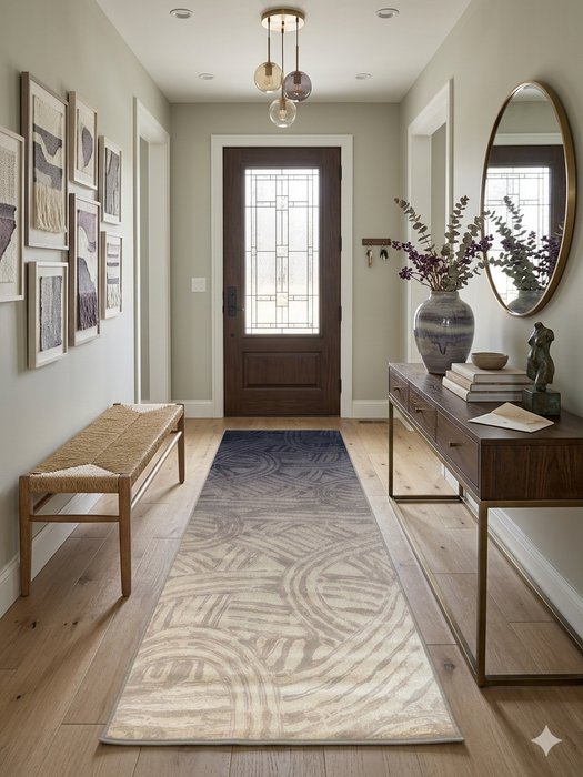 3' x 8' Runner Blue Beige Abstract Modern Washable Area Rug
